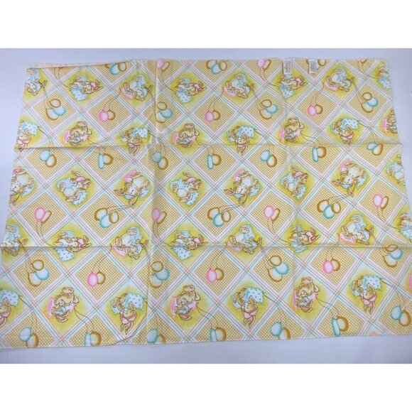 Dundee Receiving Swaddle Blanket Sleeping Bunny Rabbits Yellow 29" x 40" - Picture 7 of 8